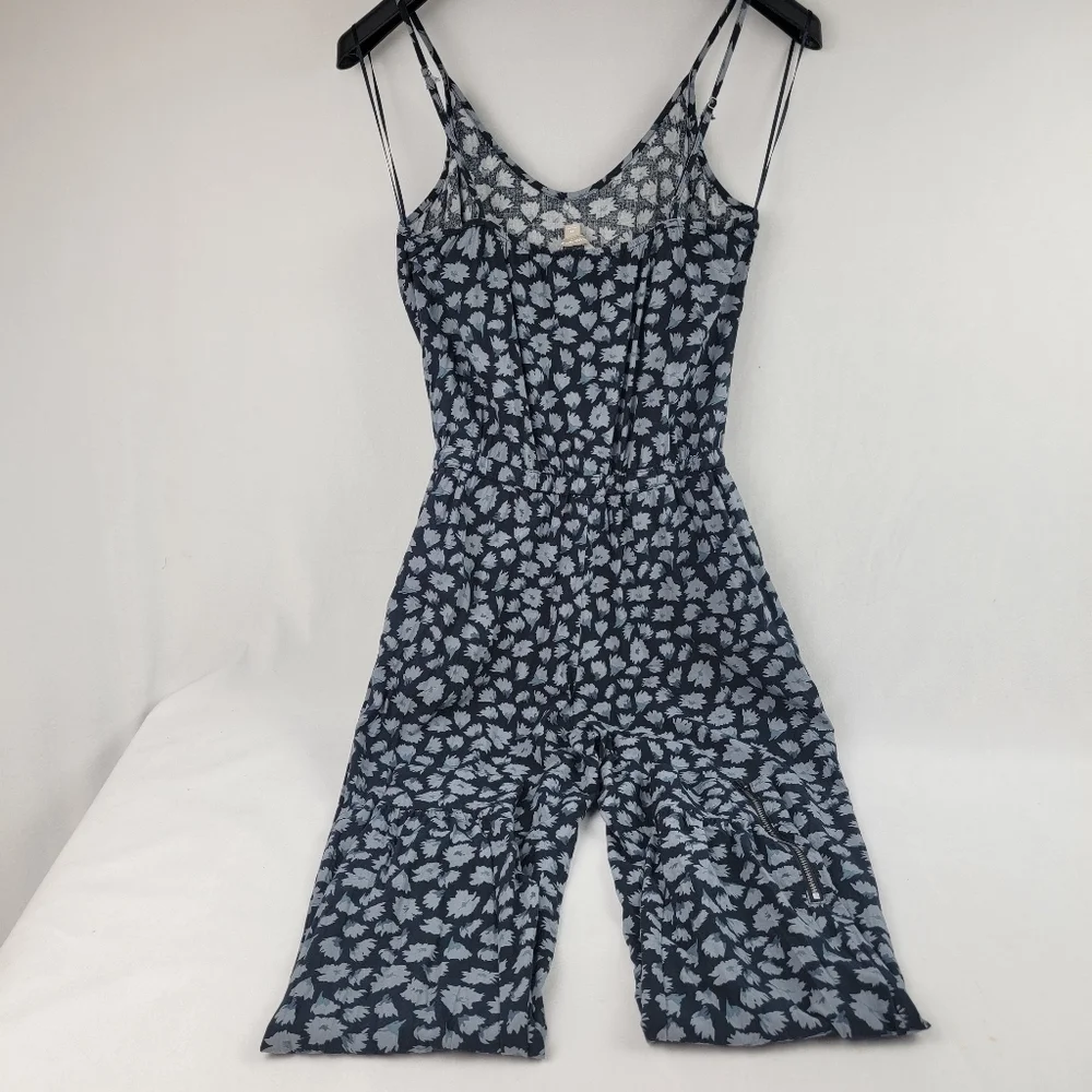 Banana‎ Republic navy floral drawstring waist  zipper bottom jogger jumpsuit